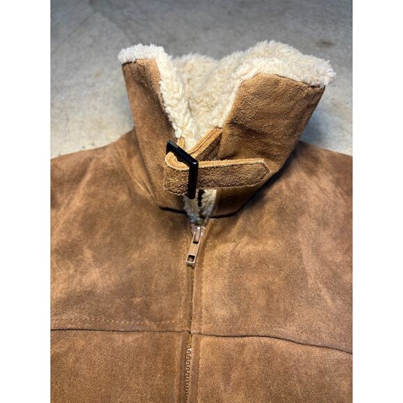Vintage Midwest Traders Genuine Leather Suede Bomber Jacket | Sherpa Collar - Picture 6 of 12